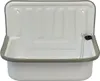 A white enamel sink with a gray trim, shown from the front against a white background. Produktbild-Vorschau
