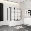 AICA 140cm Schwarz Faltwand 3 teilig Badewanneaufsatz mit Produktbild-Vorschau 1
