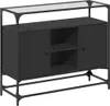 vidaXL Sideboard mit Glasplatte Schwarz 98x35x81 cm Produktbild-Vorschau 2