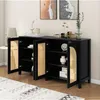 A black sideboard with rattan doors is shown in a room, with decor on top and a rug in the foreground. Anteprima dell’immagine prodotto