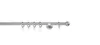 A silver curtain rod with rings and a wall mount, isolated on a white background. Produktbild-Vorschau