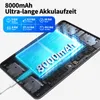 A tablet with its internal components and battery highlighted, showing its capacity and usage times for various activities. Produktbild-Vorschau
