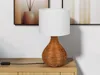 Große skandinavische LED Tischleuchte mit Rattanfuß & Produktbild-Vorschau 5