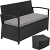 tectake® Rattan-Gartenbank, 2-Sitzer, wetterfest, Stauraum Produktbild-Vorschau 1