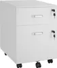 A white, two-drawer filing cabinet on wheels. Náhled obrázku produktu