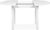 A white dining table with an extension mechanism visible. Voir les images du produit