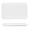 A top-down and side view of a white rectangular plate. Produktbild-Vorschau