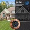 A split image showing a house during the day and night, with a close-up of a digital peephole camera in the foreground. Produktbild-Vorschau