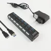 HUB 3.0 7-Port 7xUSB Ein/Ausschalter+2A Netzteil schwarz Produktbild-Vorschau 2