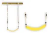 Two yellow swings are shown hanging from a wooden beam against a white background. Produktbild-Vorschau