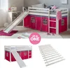 Homestyle4u Hochbett 90x200 mit Rutsche Lattenrost Vorhang Produktbild-Vorschau 1