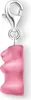 A pink gummy bear charm with a silver clasp, isolated on a white background. Anteprima dell’immagine prodotto