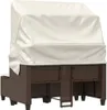vidaXL Gartensofa 2-Sitzer mit Dach und Hockern Braun Poly Produktbild-Vorschau 7