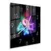 DEQORI Glasuhr 30x30 cm Zahlen 'Neon Gaming Symbole' Produktbild-Vorschau 2