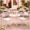 Gartentisch Basil Metall rund klappbar Creme Produktbild-Vorschau 4