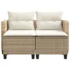 A two-seater sofa with beige cushions and a woven rattan base, presented against a white background. Produktbild-Vorschau