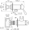 Technical drawing with dimensions and installation instructions for a bidet mixer. Podgląd zdjęcia produktu