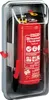 A red fire extinguisher inside a clear protective case. Produktbild-Vorschau
