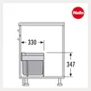 A technical drawing of a waste bin system with dimensions indicated. Produktbild-Vorschau
