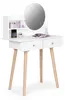 Schminktisch MRDT08-W, weiß, aus MDF, mit Spiegel (Ø 40 cm) Produktbild-Vorschau 4