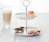 Etagere - H 23 cm - 2 Etagen - Weiß - Porzellan Produktbild-Vorschau 3