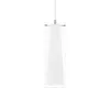 A single pendant light fixture with a clear glass cylinder and a white conical shade inside, suspended by a wire against a white background. Voir les images du produit