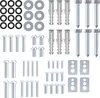 A collection of hardware components, including screws, washers, and wall anchors, laid out on a white background. Anteprima dell’immagine prodotto