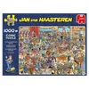 The image shows the front of a puzzle box with a cartoon illustration of a crowded event. Produktbild-Vorschau