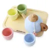 Set da tè in legno per bambini con vassoio e tazze, set da Anteprima dell’immagine prodotto 5