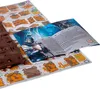 A close-up view of a board game or puzzle with wooden and cardboard pieces, along with an open instruction booklet featuring an illustration of a knight. Produktbild-Vorschau