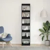 Boekenkast Zwart Eiken 40 x 30 x 198 cm Bewerkt hout Productafbeelding-voorbeeld 3