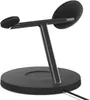 A black wireless charging stand with two charging pads, shown from a side-angle against a white background. Podgląd zdjęcia produktu