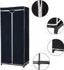 A collage of images showing a black fabric wardrobe with white trim, including close-ups of the zipper, the feet, and the frame connection. Náhľad obrázku produktu