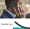 A man is holding a black phone case to his ear while talking on the phone. Below, a black phone case is shown bending to demonstrate its flexibility. Podgląd zdjęcia produktu