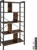 A tall, multi-shelf bookcase with a rustic wood finish and black metal frame, shown against a white background. Some mounting hardware is visible in the bottom right corner. Produktbild-Vorschau
