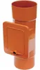 A close-up studio shot of an orange PVC pipe fitting with a hinged access flap. Podgląd zdjęcia produktu