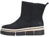 Auf dem Bild ist ein schwarzer Stiefel zu sehen der eine Schnürung und dicke Sohlen hat. Der Stiefel wird von der linken Seite gezeigt und steht auf einem hellen Hintergrund. Produktbild-Vorschau