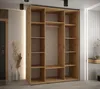 A modern wardrobe with open shelves and a hanging rod, set in a hallway with decorative elements. Produktbild-Vorschau