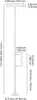 Diagram showing the dimensions of a floor-mounted safety grab bar. Anteprima dell’immagine prodotto