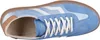 A top-down view of a blue sneaker with white laces and white stripes on the side. Produktbild-Vorschau