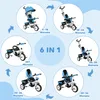 6-in-1 Kinderdreirad Blau mit Schiebestange, Dach, Gurt, Produktbild-Vorschau 4