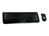 A black wireless keyboard and mouse set on a white background. Produktbild-Vorschau