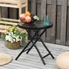 Gartentisch klappbar mit Glasplatte – Runder Balkontisch Produktbild-Vorschau 2