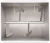 Interior view of a manual meat mixer with its mixing paddles and central shaft. Produktbild-Vorschau