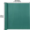 A rolled-up green privacy screen with dimensions indicated. Produktbild-Vorschau