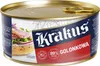 A close-up, slightly angled view of a metal can of Krakus 'Golonkowa' meat product. Produktbild-Vorschau