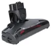 A black vacuum cleaner floor head with a brush roll is shown against a white background. Produktbild-Vorschau