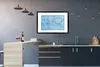 MuchoWow® Gerahmtes Poster Weltkarte - Blau - Linien 90x60 Produktbild-Vorschau 5
