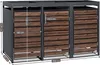 A three-bin outdoor storage unit with wooden-effect doors and a planting roof. Produktbild-Vorschau