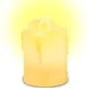 A close-up of a battery-operated LED candle with a flickering flame, set against a bright yellow and white gradient background. Náhľad obrázku produktu